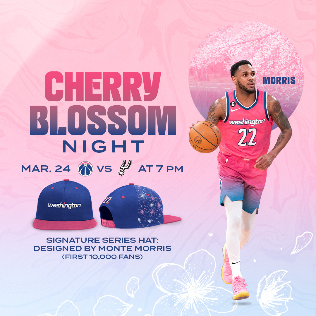 Washington Wizards on X: Join us for Cherry Blossom Night on Friday 🌸 The  first 10,000 fans will receive a hat designed by @BigGameTae. 📰 Learn more  →   / X