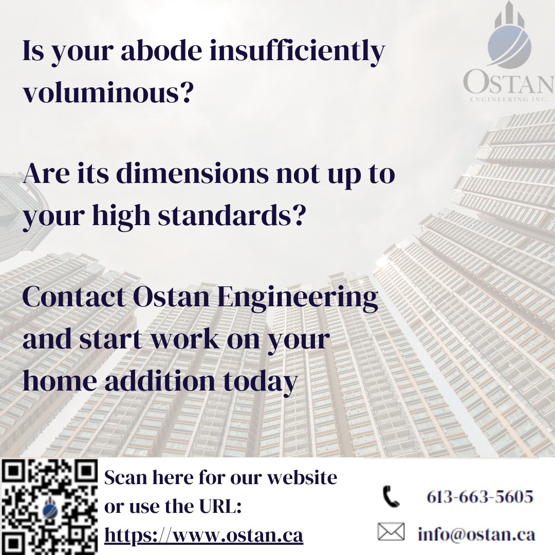 IncOstan's tweet image. Ostan Engineering offers building-addition design and drawings.
Contact us at info@ostan.ca #ostanengineering #ottawaengineers #structuralengineering #homerenovation