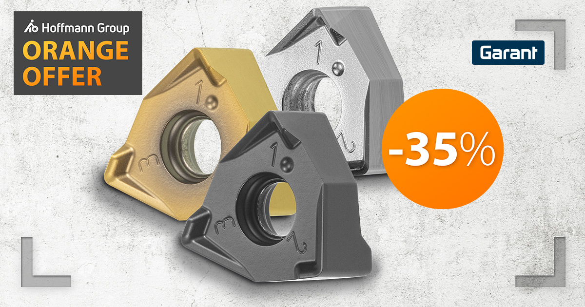Emplea nuestras plaquitas GARANT de metal duro, reversibles de 6 filos para economizar sus operaciones de fresado en escuadra. 🧡Aprovecha nuestra nueva Orange Offer para ahorrar hasta un 35% en su compra. Pincha aquí para comprar la oferta online:  fal.cn/3wKgE