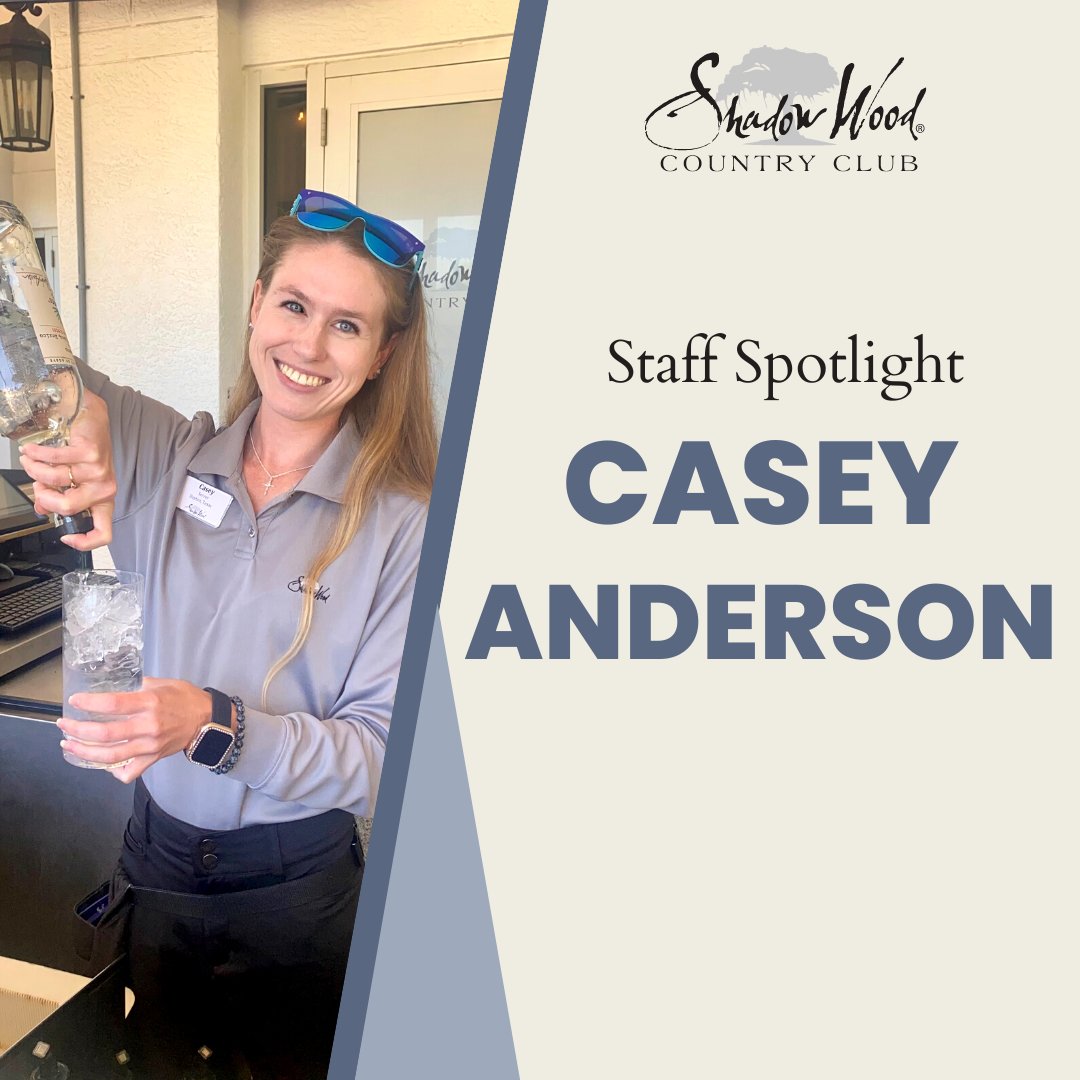 Casey has been with the Shadow Wood Team since January 2019! Casey is one of our fantastic cocktail servers and is always ready to help wherever the club needs her, whether as a server, reservationist, host or on the beverage cart! 

#swcc #shadowwood #swfl #golf #tennis