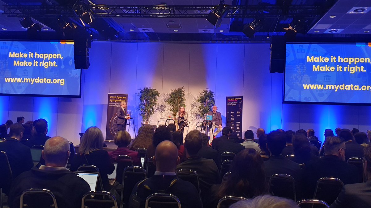 MyData's <a href="/kaikuikkaniemi/">Kai Kuikkaniemi</a> , Meeco's <a href="/katrynadow/">Katryna Dow 👩🏻‍💻</a> and OASC's <a href="/michaelmulquin/">Michael Mulquin</a> sharing the importance of #dataintermediaries for #dataspaces. To make #humancentric data spaces happen, and make it right.
