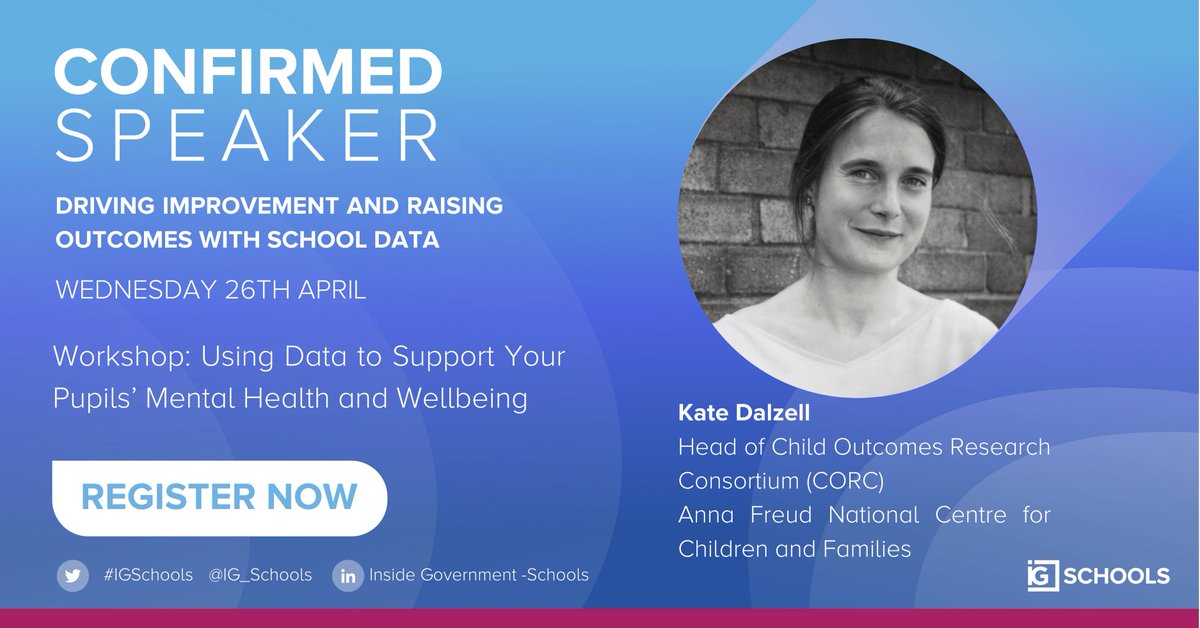 Kate Dalzell, Head of Outcomes at CORC has confirmed her session at the upcoming Driving Improvement and Raising Outcomes With School Data virtual event. 
Will you join Kate to explore how you can use data to improve pupil mental health and wellbeing?
👉hubs.la/Q01HD-rf0