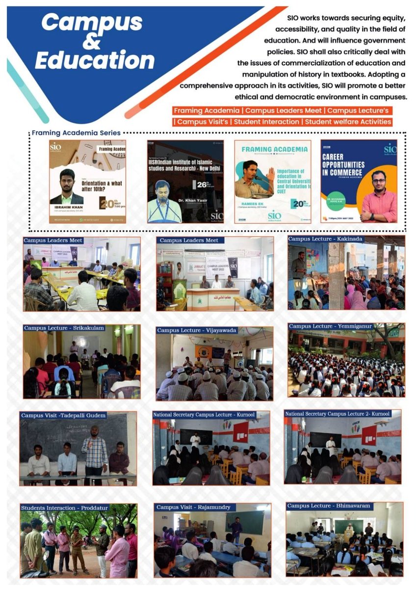 SIO_AP's tweet photo. At a glance, some of the highlights of the past one-year's activities of SIO AP include the caravan-marking 40 years of SIO, the state conference, meetings with eminent personalities from different walks of life, and engagement with cadre and community.
@sioindia
#40yearsofSIO https://t.co/MgVG90xviV