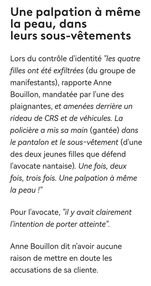 Babar_le_Rhino's tweet photo. On connaissait les méthodes de matraquage/gazage/nassage/GAV pour humilier/intimider/terroriser les manifestants

Mais là avec des attouchements sexuels lors d'une fouille en pleine rue, on passe à un autre niveau...

Le récit est choquant https://t.co/FEGF9osAne