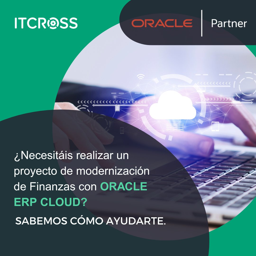 IT_Cross's tweet photo. ¿Queréis saber lo que implica realizar un proyecto de modernización de Finanzas con #Oracle #ERP #Cloud? Contacta a nuestro equipo de España! info@it-cross.com https://t.co/nKKWnjLDmy