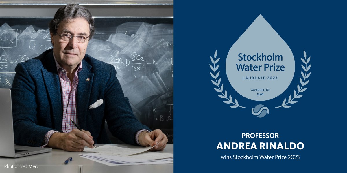 ✨ Congratulations to Professor Andrea Rinaldo of <a href="/EPFL/">EPFL</a> / <a href="/UniPadova/">Università di Padova</a> who is awarded the #StockholmWaterPrize 2023!

His research in #hydrology has led to new insights into the complex ways in which water shapes the Earth’s surface and #ecosystems.