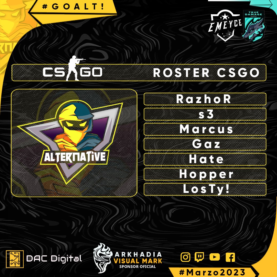 CCDALTERNATIVE's tweet photo. Nuevo Roster CCD ALTERNATiVE 2023

@PuntoGaming_ 
@jasaltec https://t.co/r5shhnHfs6