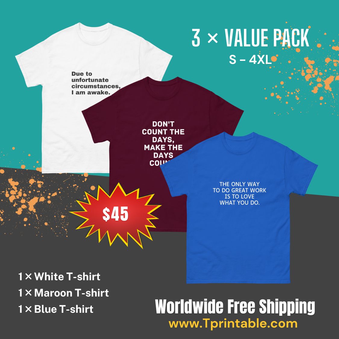 Motivation quote t-shirt pack. now available tprintable.anyone can customize colours and design. buy now. tprintable.com 
#tshirts #tshirt #tshirtshop #quotes #quotetshirt #unisextshirt #quoteoftheday #motivational #Motivation #MotivationalQuotes #shirt #CuteGirl #tees