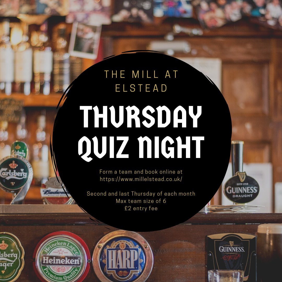 Elsteadmill's tweet image. Our pub quiz makes its return! Thursday the 30th from 19:30, we look forward to tempting &amp;amp; testing both your thirst &amp;amp; mental fortitude!