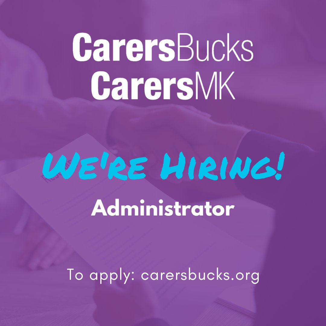 JOB VACANCY: Administrator Join us to provide day to day admin support to staff so they can continue to deliver vital services to the highest standards and be the first point of contact for carers & professionals. More details ➡ carersbucks.org/get-involved-2… #jobvacancy @BucksCouncil