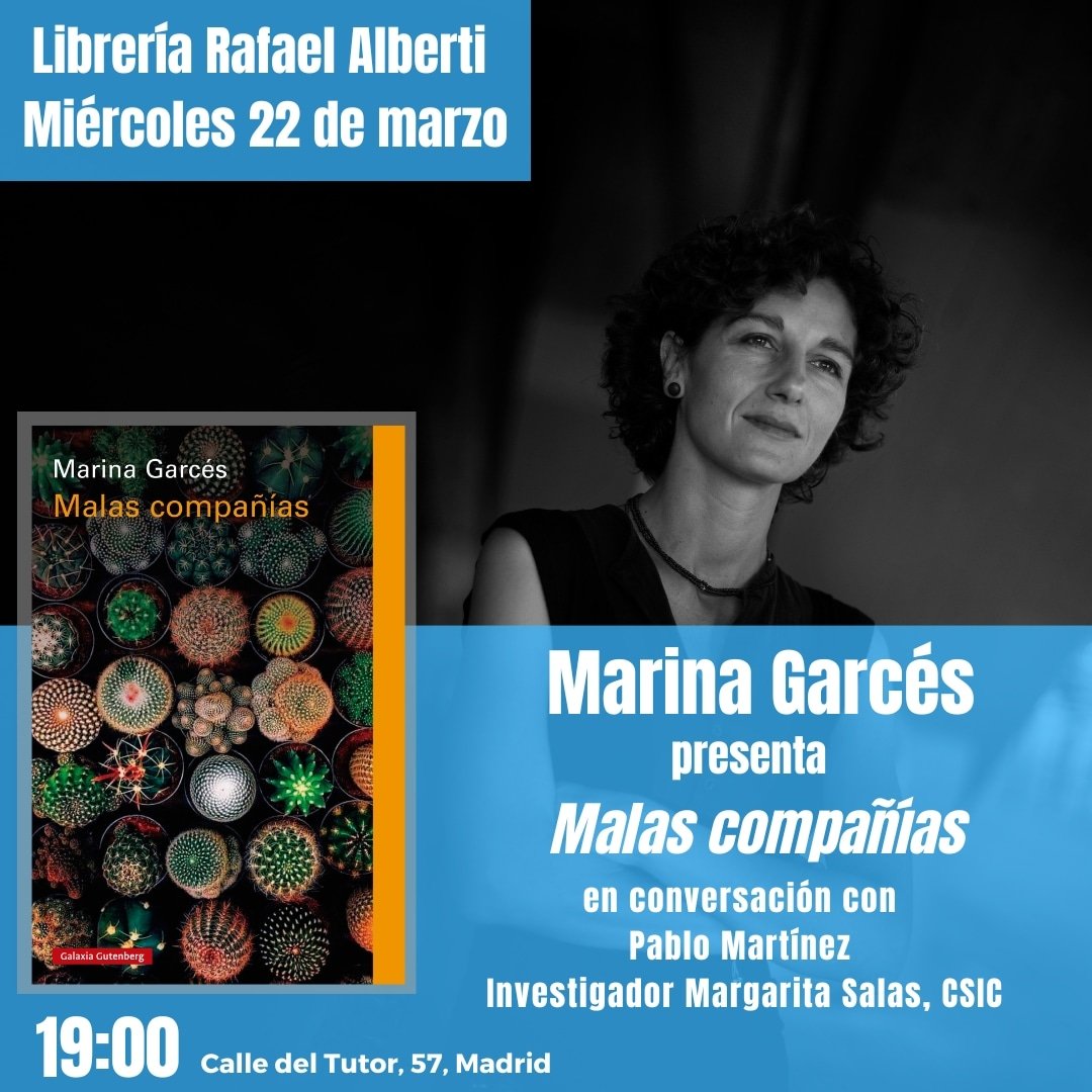 LibreriaAlberti's tweet photo. MARINA GARCÉS (@MarinaGarces)  nos visita para presentar 'Malas compañías' y estamos deseando escucharla. 

🗓️⏳ Miércoles 22 de marzo, 19h

También puedes pedir sus libros en nuestra web e indicar para quién van dedicados. https://t.co/dhKvD3LtWC
