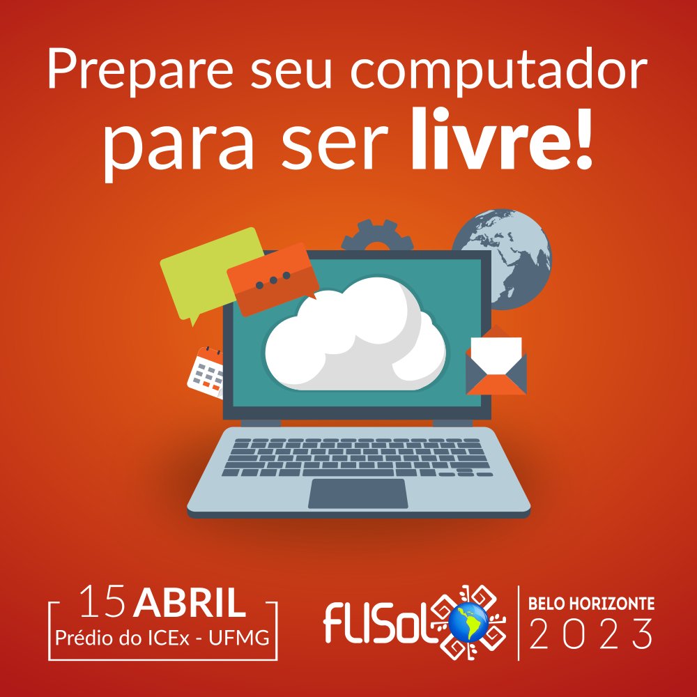 Lembrando que as inscrições estão abertas para o público em geral. E a chamada de palestras vai até 1 de abril. Mais informações: bh.flisol.org.br #FLISOL #FLISOL2023 #Debian