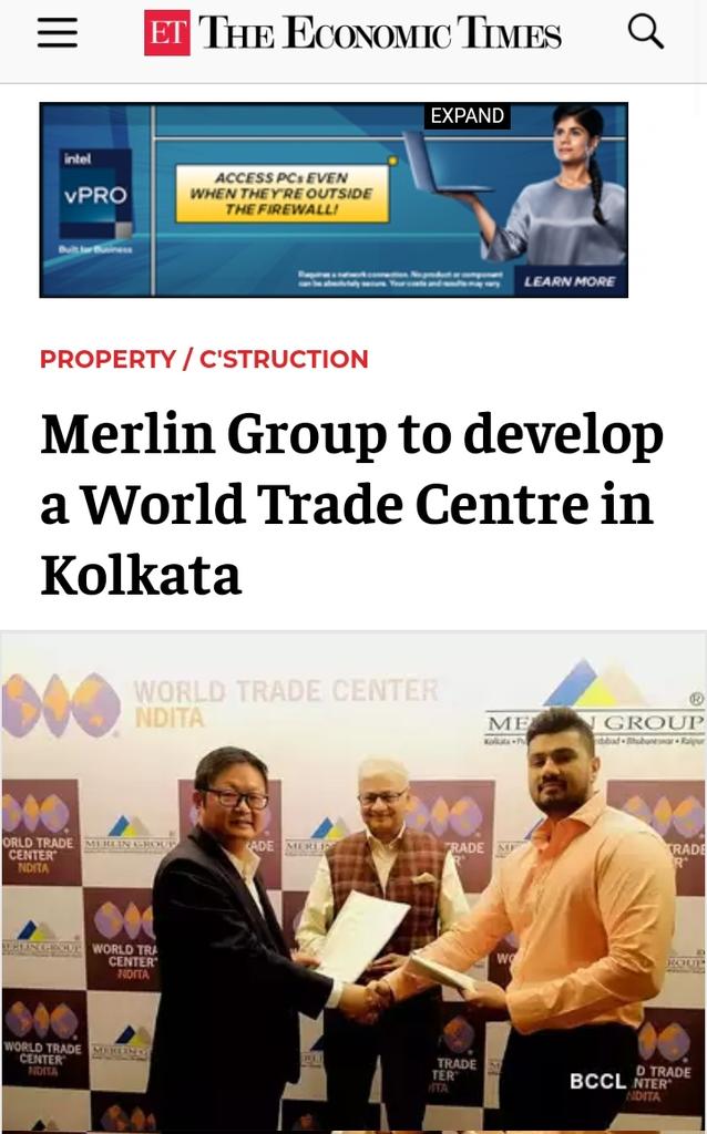#BreakingNews

#WorldTradeCentre in #Kolkata will be built in Nabadiganta Industrial Township Authority (NDITA) with a budget of ₹1500 crores spreading over a floor space of 3.5M sqft. 
The MoU was signed today in presence Scott Wang,VP-APAC, WTC Association.
