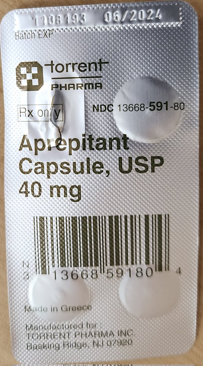 maker_dc's tweet photo. How many capsule(s) are there in this blister pack of aprepitant (Emend)? 1/2 https://t.co/wZHjeSQ3DJ