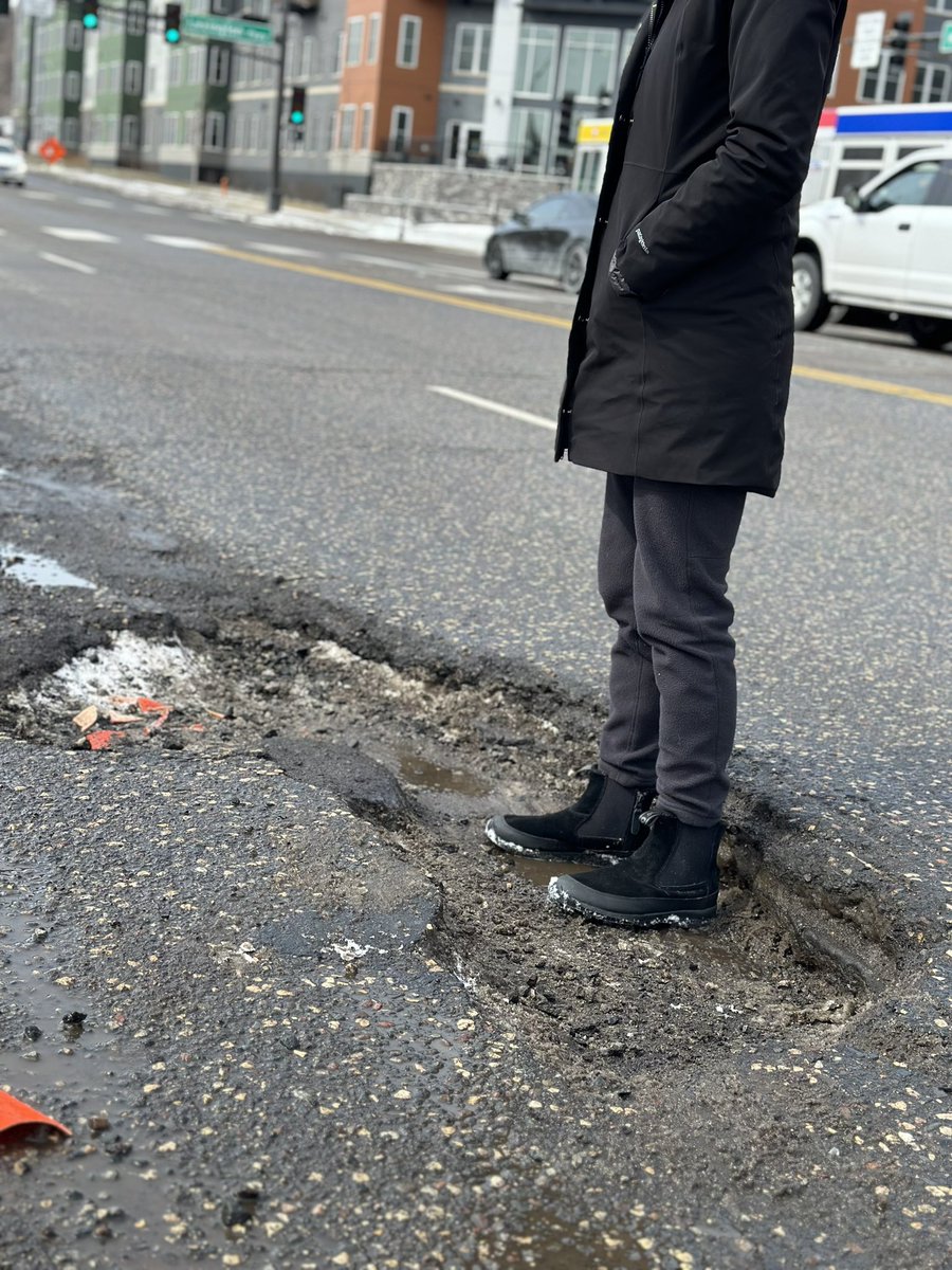 STPothole's tweet photo. Ankle deep pothole. No one was harmed in the taking of this photo…because we all drive the “Pothole speed limit” on West 7th in STP. 🫣 #5MPHorless https://t.co/ZCTnzXqyts