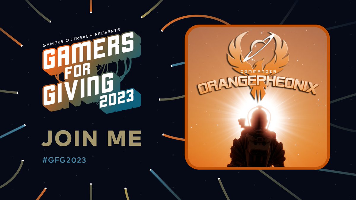 Join me tomorrow 22st March 23 at 12:00 UTC as I do my part to raise funds and awareness for 
@GamersOutreach as part of the #GFG2023 Campaign.
I will be playing @EliteDangerous with paintjob Giveaways and for every $5 donation a Chaos Hour ship control will activate for 5 mins.