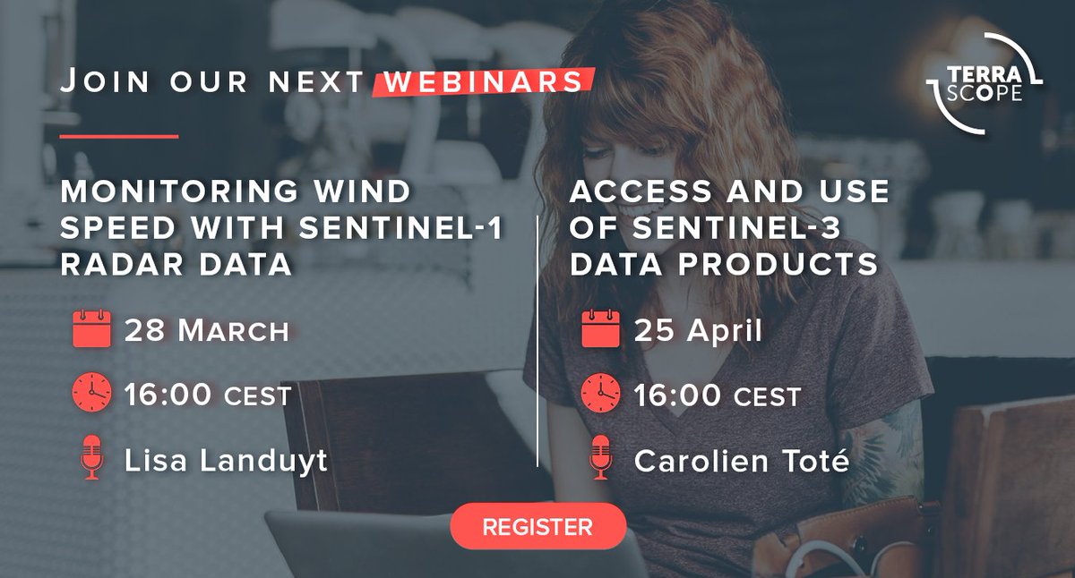 One more week till our webinar with <a href="/lisa_landuyt/">Lisa Landuyt</a> about the use of #Sentinel1 #radar data and monitoring wind speed!
✍️ bit.ly/Terrascope_web…

And you can also register for our webinar with @CarolienTote about the use of #Sentinel3 #vegetation data.
✍️ bit.ly/Terrascope_web…