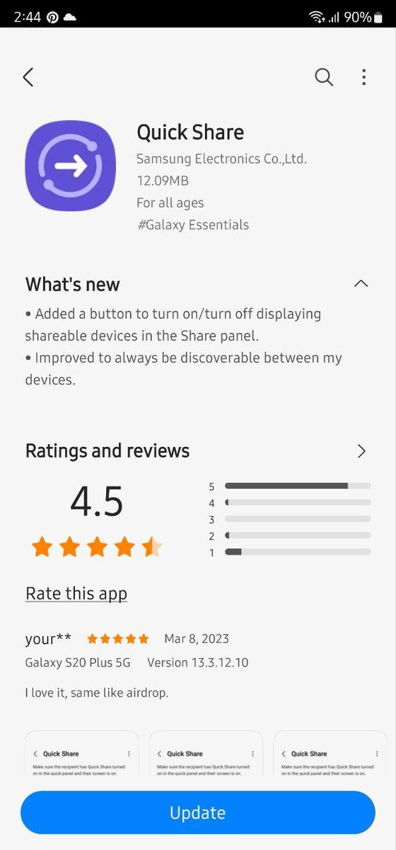 SamSWUpdate's tweet image. Samsung Quick Share app update #samsung #quickshare