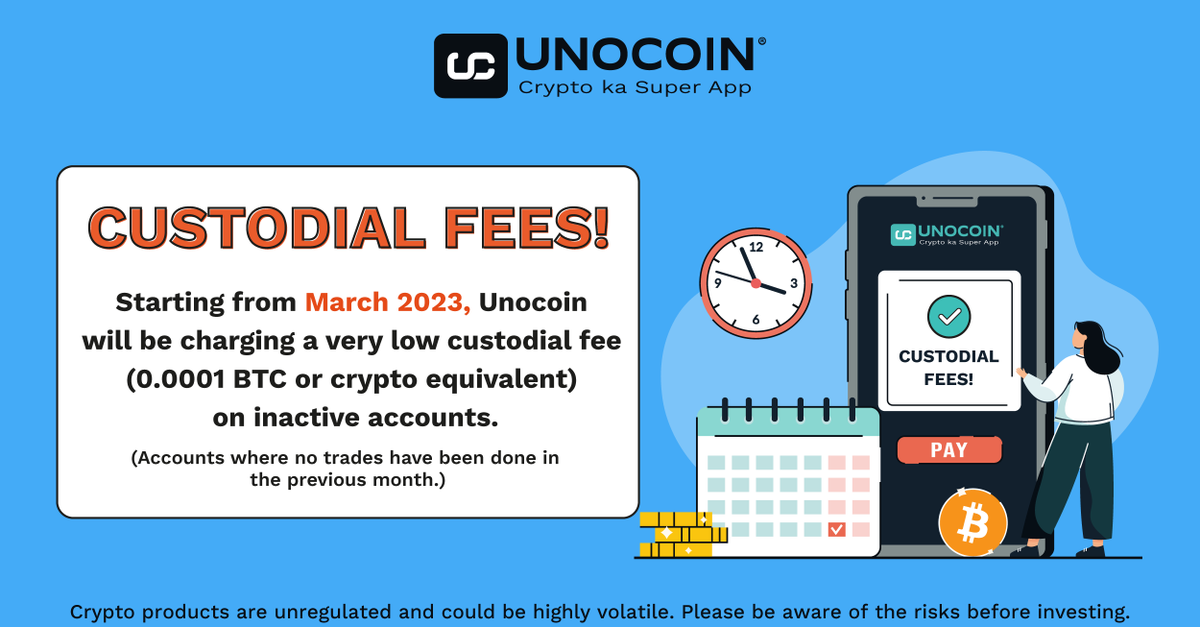 Unocoin's tweet photo. Mark your calendars! To know more about custodial fees, check out our blog https://t.co/QAYG5vHAau https://t.co/qa1sru0Y5Q