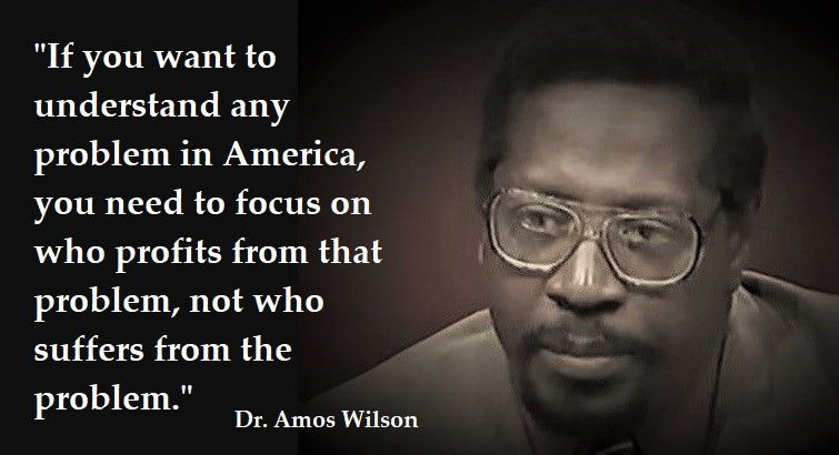 BlackXtian's tweet image. "If you want to understand any problem in America, you need to focus on who profits from that problem, not who suffers from the problem."
Dr. Amos Wilson