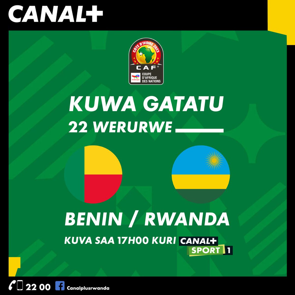 dreamunityfc's tweet image. This Wednesday, 22 March, get ready for this special appointment between Benin / Rwanda at 17H00 on CANAL+ SPORT 1🤩⚽