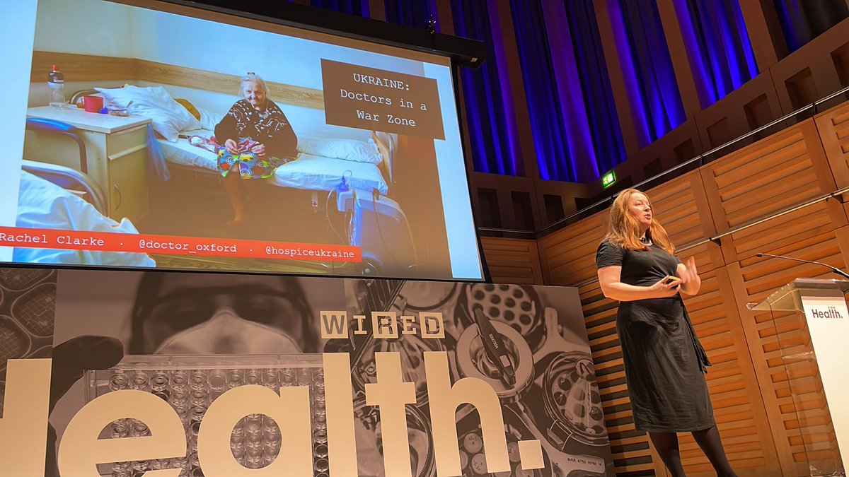 Great talk at #WIREDHEALTH by @doctor_oxford on her palliative care work in Ukraine. Medical staff protect patients by hiding them in the basement and carry on operating during bombardment. Announcement 📣: the launch Hospice Ukraine to support patients at the end of life 🇺🇦