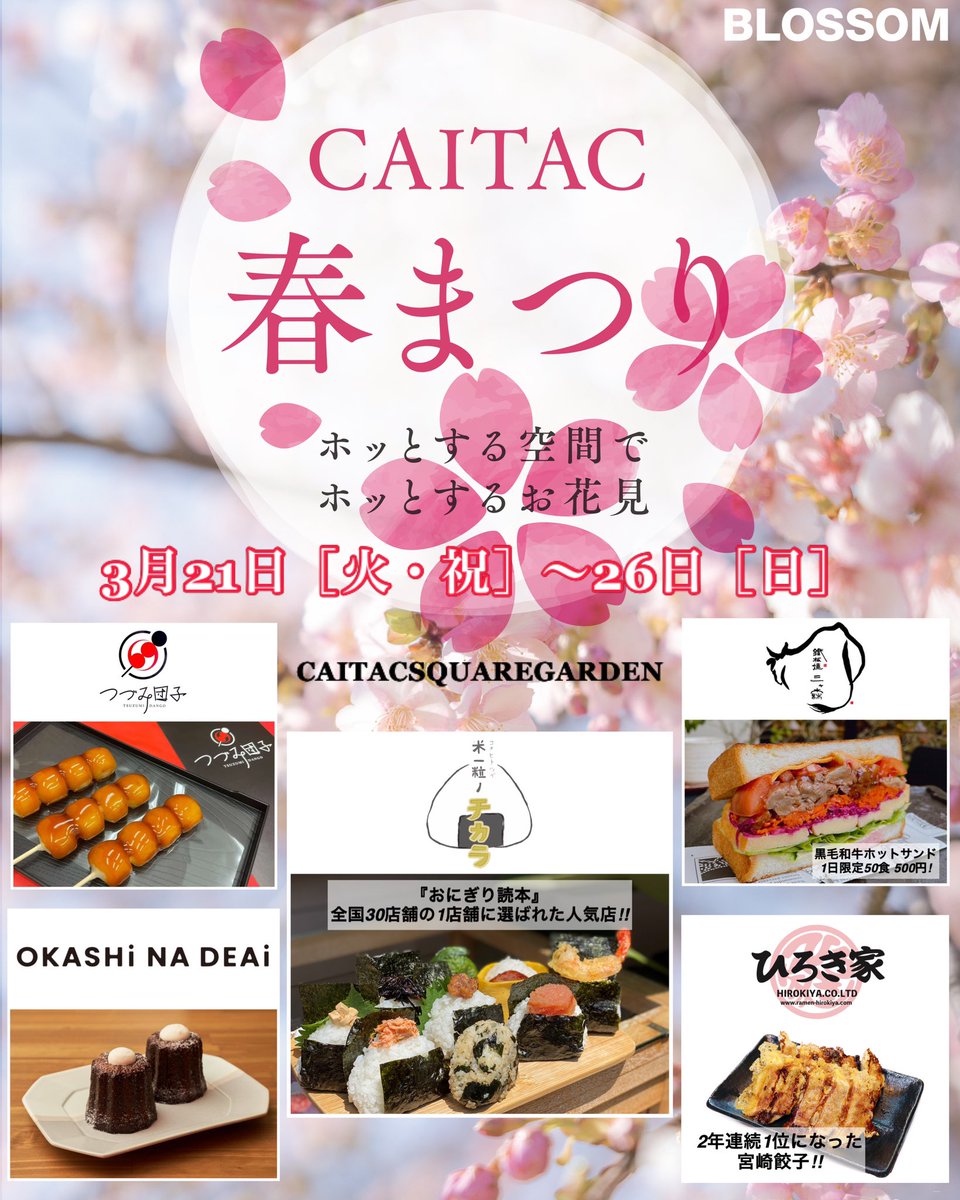 CAITAC0611's tweet photo. 『CAITAC BLOSSOM 』春祭り開催！
春爛漫！大きな大きな桜設置🌸

都心のホッとする空間でホッとするお花見を楽しんではいかが？

期間 2023年3/21(祝）〜26(日)
#桜 #春祭り #福岡桜 #カイタックスクエアガーデン #春イベント #福岡 #天神 https://t.co/3SEhZvaNjB