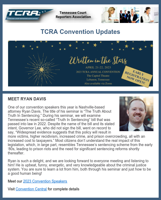 Our in-person event in Lebanon, Tennessee, will have limited seating.  For registration and complete convention information, please visit Convention Central today!
tinyurl.com/3pvf7jzh