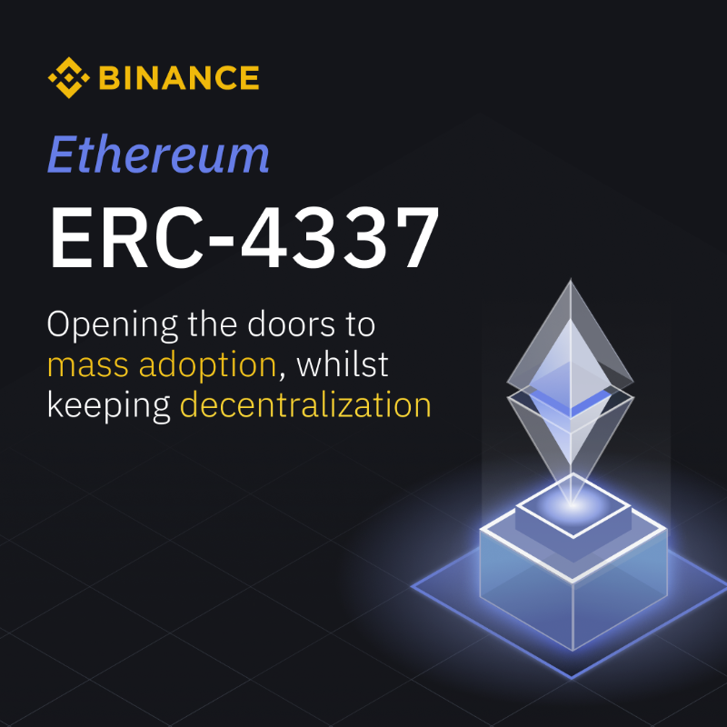 binance's tweet photo. The #Ethereum network brought in another big update.

ERC-4337 (aka Account Abstraction) is the latest ERC standard deployed on the mainnet, bringing smart contract functionality to wallets in a single account.

Swipe to learn more about what it involves 👉