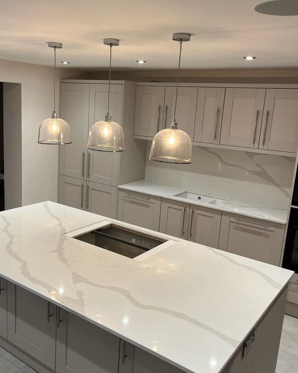 A dream ktichen featuring Lumina Stone Calacatta Champagne quartz <a href="/SladeStone/">Slade</a> <a href="/LuminaStone/">Lumina Stone</a>
