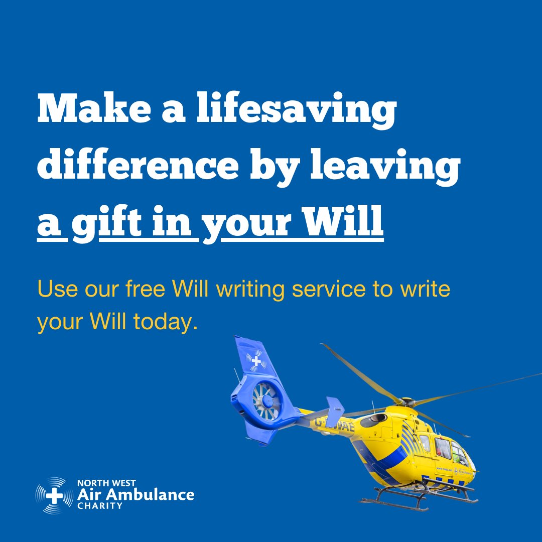 NWAirAmbulance's tweet photo. By leaving a gift in your Will and using our free Will writing service, you can help us save lives across the North West. For more information, please visit this link: https://t.co/EzRe8DAdP9

 #freewills #freewillsmonth #freewillwritingservice #charitytuesday#freewillsnetwork https://t.co/R1WbQGvYb9
