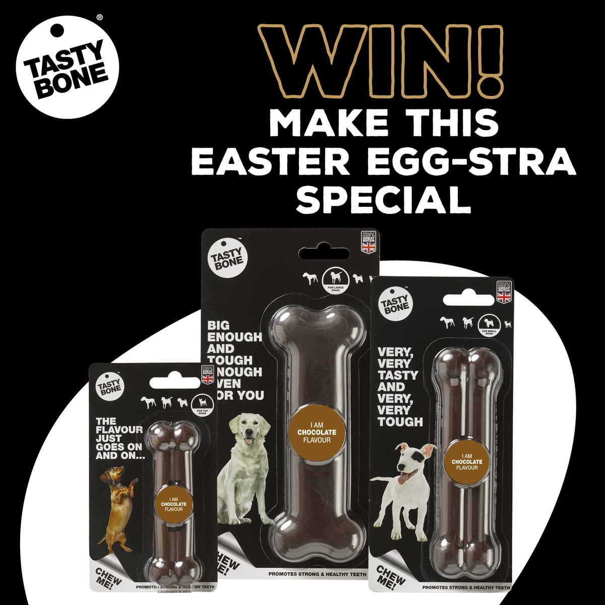 WIN your dog a Chocolate TastyBone in time for Easter! 🍫🐶

Infused with delicious dog-friendly flavour our TastyBone is built to withstand even the strongest of chewers.

To enter, all you need to do is:
🐾 Follow us
🐾 RT

Competition ends 28/3/23. UK entries only. T&amp;Cs apply.