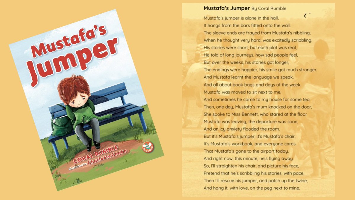 WackyBeeBooks's tweet image. On #WorldPoetryDay why not check out #earlyreader Mustafa’s Jumper, based on the moving Caterpillar #prizewinning #poem by @RumbleCoral 💚 #refugeecrisis 
wackybeebooks.com/product/mustaf…