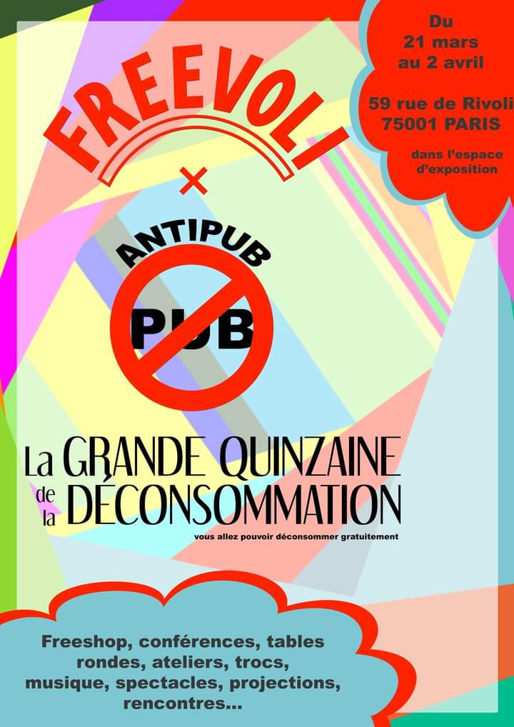 desobeir's tweet image. En ce moment, au 59 rue de Rivoli à Paris ! Grande quinzaine de la déconsommation collectif-toutpourrien.fr/antipub/ #antipub