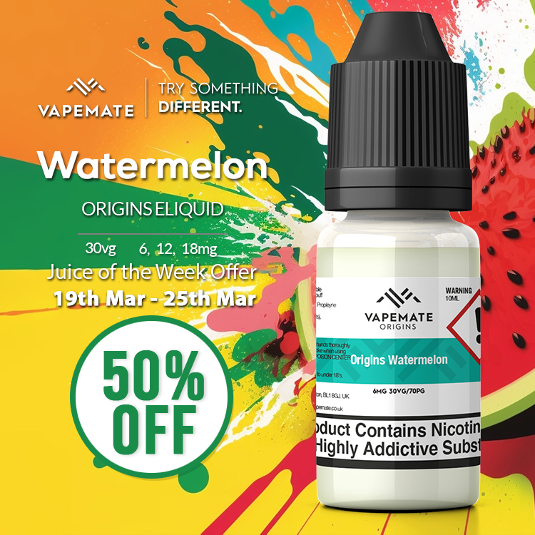 Get 50% OFF the Juice of the Week - Original Watermelon 10ml 🍉

pulse.ly/adqmnjf7am

valid from 19th - 25th March 2023 ⏰

VapeMate products may contain nicotine, only suitable for 18+
━━━━━━━━━━━━━━━━━━
#vaping #vapefam #eliquid #vapelove #vapeuk #vapesale