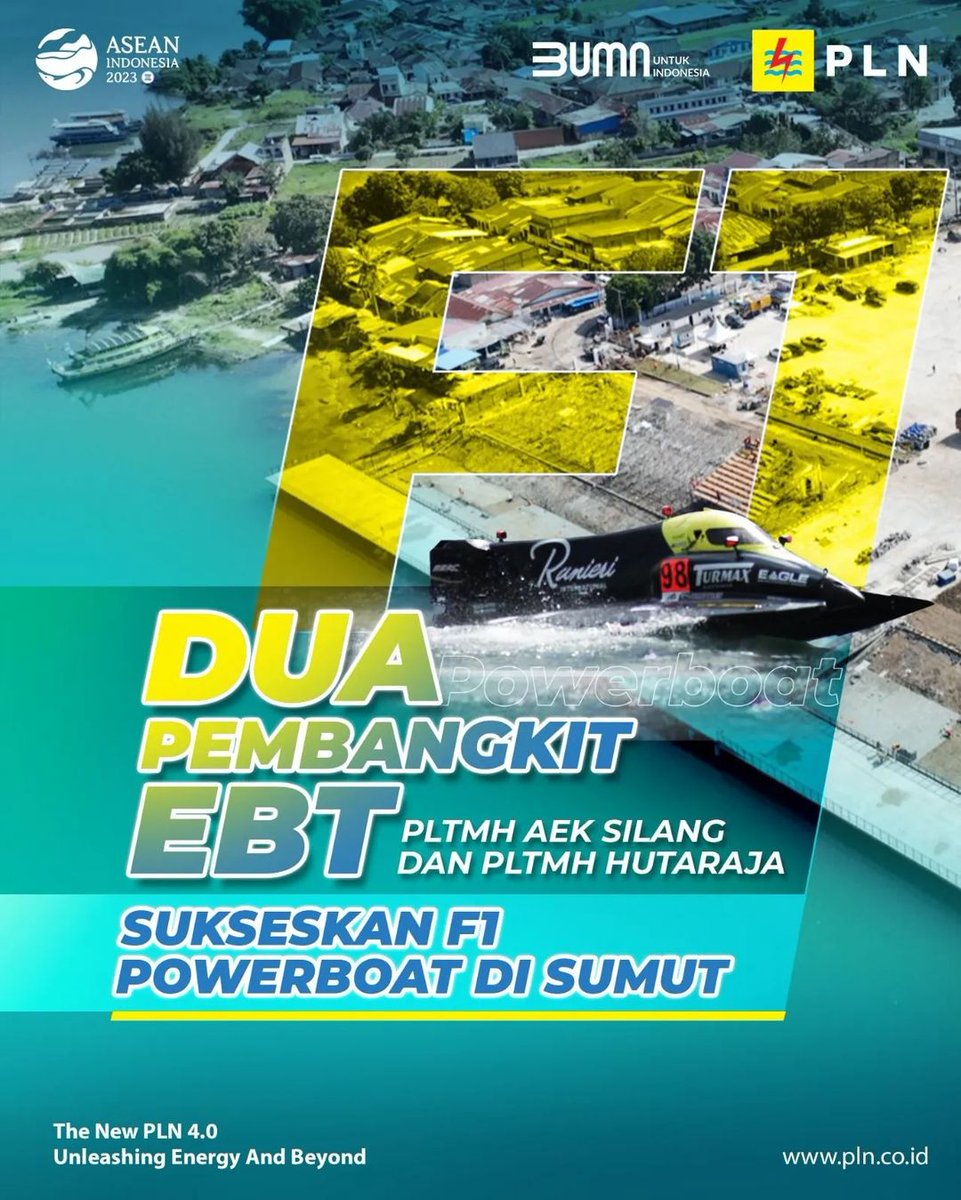 travoice0401's tweet photo. Hai Electrizen! Tahukah kamu kunci suksesnya kebutuhan listrik pada kejuaraan dunia balap perahu super cepat F1 Powerboat (F1H2O) di Balige kemarin ditopang oleh 2 pembangkit  Energi Baru Terbarukan lohhh..

#F1H20PoweredbyPLN #PoweredbyPLN #PLN #PLNUntukIndonesia https://t.co/rN02IHAUSg