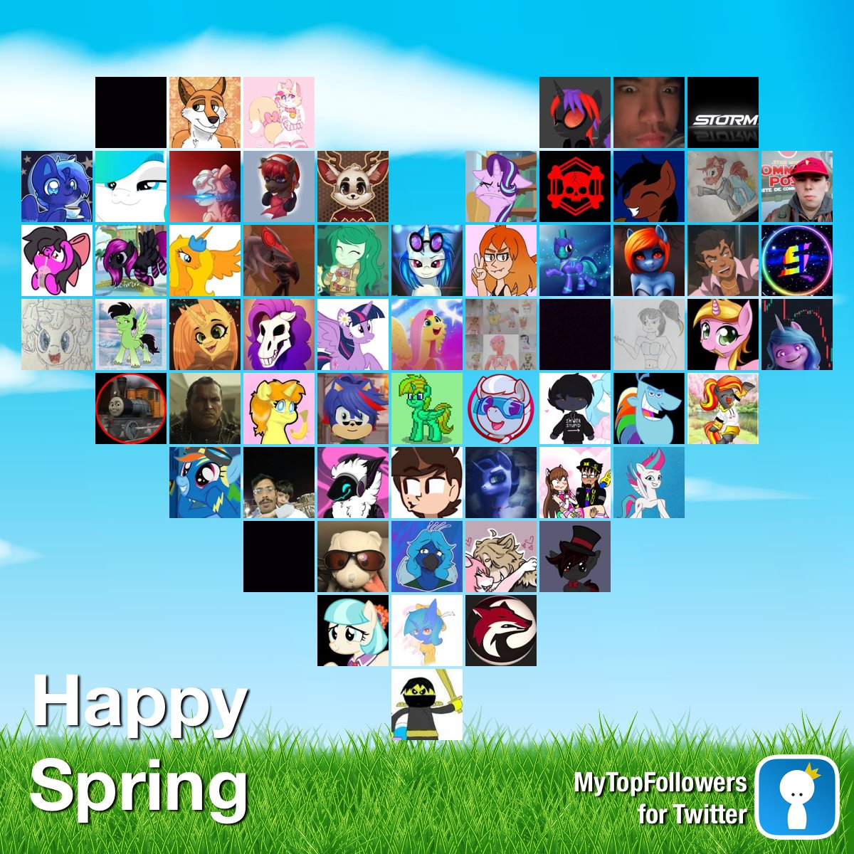 My top amazing fans #mytopfollowers #Spring via dixapp.com/mytopfollowers… Retweet if you see yourself @SunIsStuck @skinnerpt1 @TheGenericBrony @Nitebeat832 @MLPEvanYT @Ponyverse3 @Polak1024 @GearAurora @CozyMcDonalds93 @Kit_Wolfkat