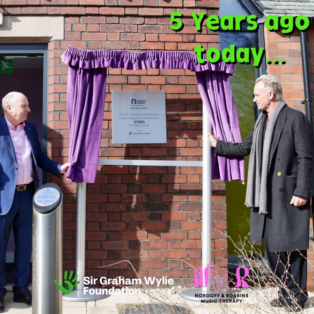 SirGWFoundation's tweet photo. Flashback to 5 years ago... From the first shovel in the ground by @KaiserChiefs members @Rickontour and Simon Rix to its grand opening with @OfficialSting . Happy 5th Birthday @nordoffrobbins Music Therapy Centre and thank you to all the people who made it happen. #sgwf https://t.co/oroDYeDwVi