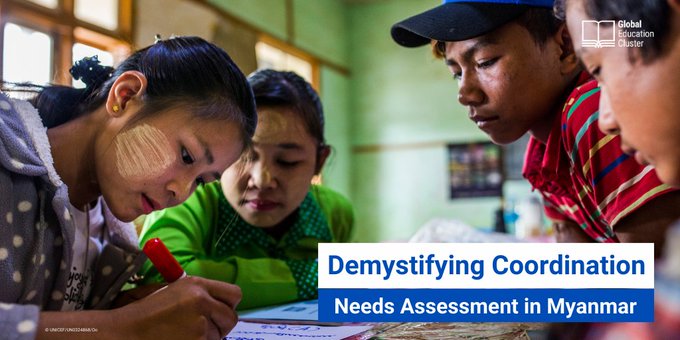 GlobalEdCluster's tweet photo. 1.4M #chlidren &amp; #youth are targeted for #Education assistance in Myanmar. GEC is collaborating to ensure a well-coordinated, timely, coherent and strategic response, and to support preparedness
capacity. 

Check the last #DemystifyingCoordination video: https://t.co/shdZAxyf7V https://t.co/DbyRZtTuGY