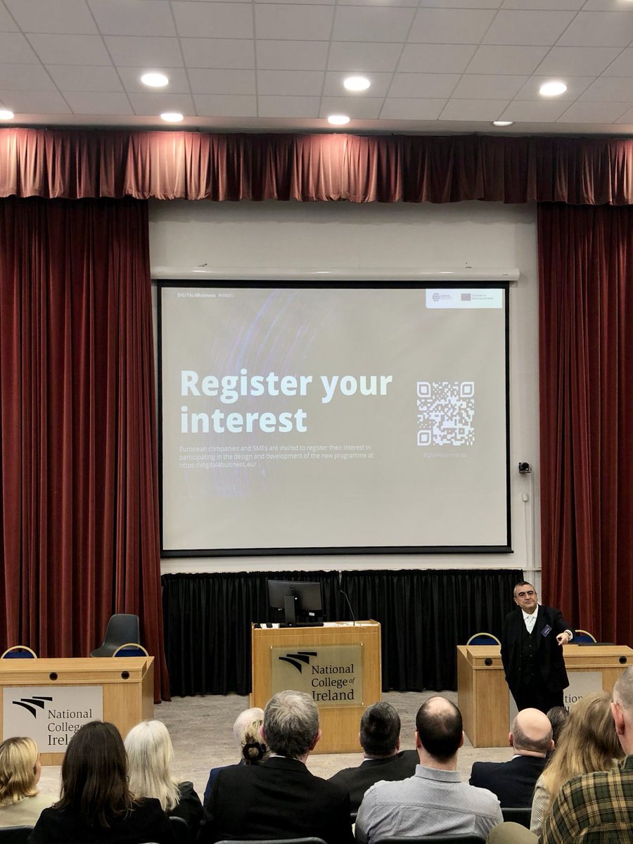 NCIRL's tweet photo. “Register your interest to help us shape the future of digital transformation and skills in Europe”
Closing comment from Dr Horacio González-Vélez, Head of NCI’s Cloud Competency Centre, as he brings the DIGITAL4Business launch event to a close #d4bEU
https://t.co/37kEYx2Izf https://t.co/S9vymw3Yc5