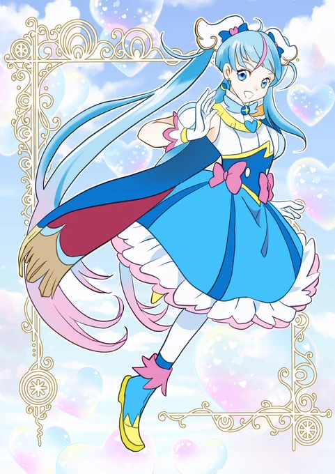 先日キュアプリズム描いたので、キュアスカイも描いてみました 楽しい  #precure #プリキュア #ひろプリ #キュアスカイ