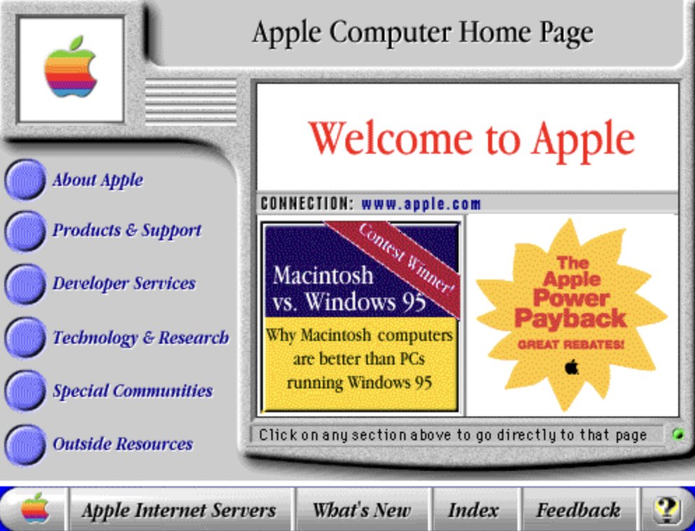 "If you are not embarrassed by the first version, you've launched too late." 

Here are 10 hideous original sites of tech giants:

1. Apple.