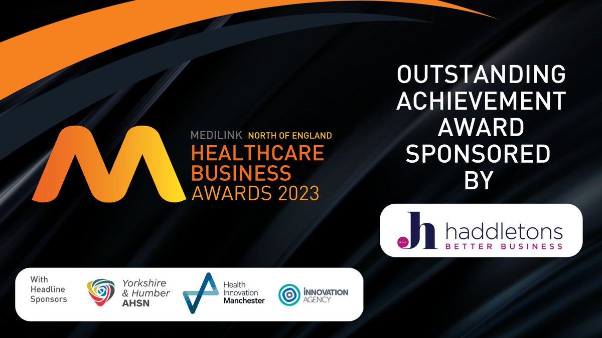 MedilinkNOE's tweet photo. Thanks to @Haddletons for sponsoring the Outstanding Achievement award at the #medilinkhba. Shortlisted are @EthossCo, @HealthCareFirs1, @InhealthcareUK &amp; @Sheffmed. Winners announced at Thursday’s awards event. Good luck!
#healthcare #medtech #lifesciences #innovation #business https://t.co/O18VHrdwod