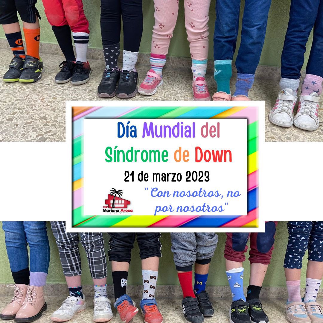 💥Hoy es el #diamundialdelsindromededown. El alumnado de nuestro <a href="/CBMMarianoAroca/">CEIP Mariano Aroca López</a> ha participado viniendo al centro con un calcetín de cada color, acción que se ha viralizado en este día desde 2018. #herewegoagain

<a href="/ProgramasRM/">ProgramasRM</a> <a href="/Educarm/">Educarm</a>