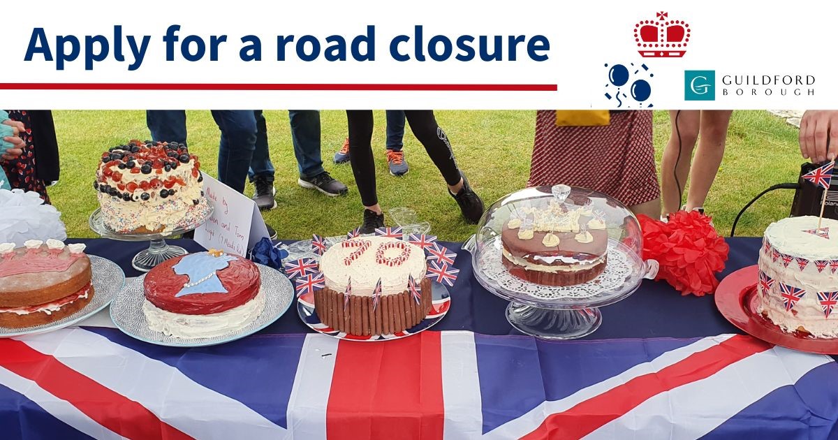 GuildfordBC's tweet photo. 👑 Planning a street party for the Coronation? Don’t forget you need to apply for a road closure.
We want to make sure everyone can celebrate the Coronation.  Apply to close your road by 3 April here👉https://t.co/POUQLNb8Wz
#Coronation #CelebrateGuildford https://t.co/tOVtiO5rhh