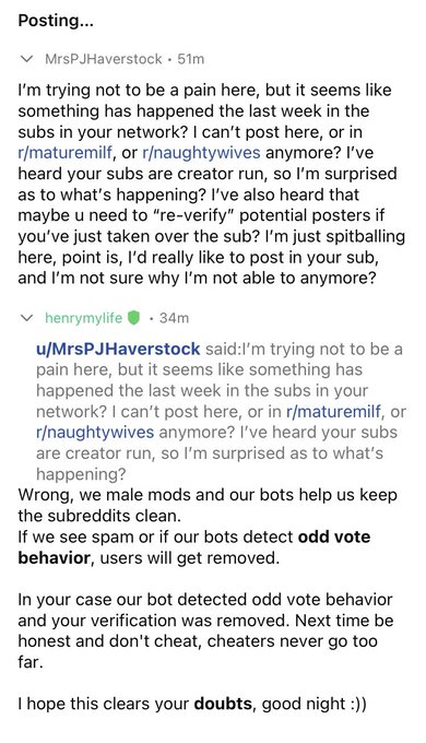 I have been having trouble posting in a few subreddits this past week. I messaged their mods, and finally<a href="/tag/embracethegrey"class="tags"><span>#embracethegrey</span></a>