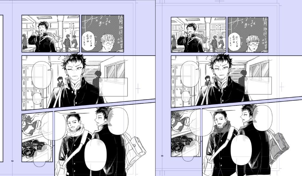 今日の作業行程
①ペン入れ(フリーハンド→パース)
②ベタ加工(カケアミ、リムライト)
③トーン置き
④影トーン・仕上げ
これで1ページ2時間以上かかっちゃうんだよなぁ〜もっと時短したい https://t.co/KoyegqF4sU