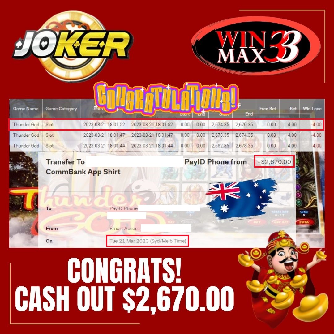 winmax_33's tweet photo. 🎉Congrats To Our Member Play <Thunder God> On <Joker> Get Withdraw $2,670.00 AUD‼️

Still Looking For Trusted &amp; Safest Online Casino Company❓
🇦🇺 Winmax33💫 Is The Best Choice For You
Come Join Us And Win Now‼️

⬇️Customers service 1 : https://t.co/2ePlteJUTr https://t.co/YaN86Amaqv