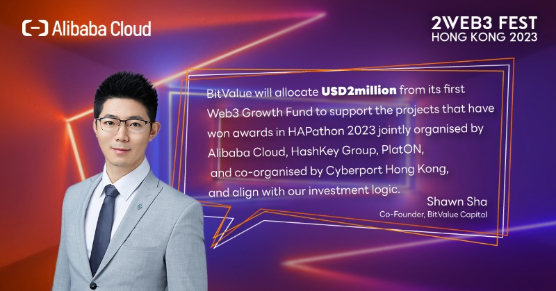 alibaba_cloud's tweet photo. 🛎@BitValueCapital will prepare US$2M from its #Web3 Growth Fund to support the awarded projects in HAPathon 2023 jointly by #AlibabaCloud, @HashKeyGroup, @PlatON_Network &amp; co-organised by @cyberport_hk, and aligns with their investment logic.

Register for Tokyo &amp; Hong Kong now: