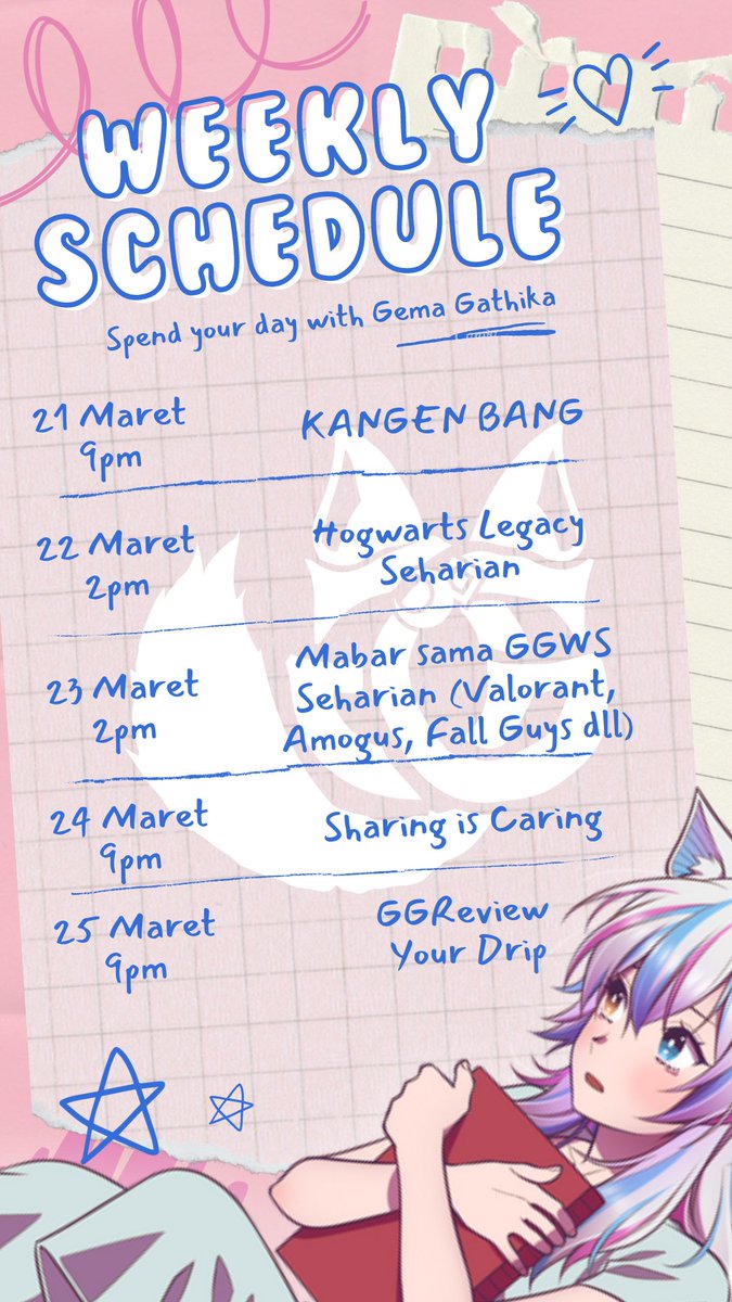 GemaGathika's tweet photo. IIIIYEEM BWAAAACK
See you on stream~
~~~~
GG! I'm Gema Gathika
A virtual werewolf, loves to sing 🎤dance💃&amp; meat🥩🍖
🐺🎵
💙GGMS &amp; GGWS💜
General : #GemaGathika
Stream : #GGemalive
Original Song : #GGOG
Cover : #GGCover
Fanart : #GGemart
Meme : #GGememe
Clip : #GGClip https://t.co/nTkylyWWaj